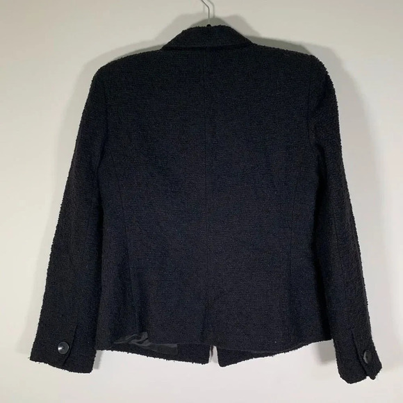 Josephine Chaus Blazer Womens Petite 8 Black Textured Padded Shoulders - Picture 7 of 9